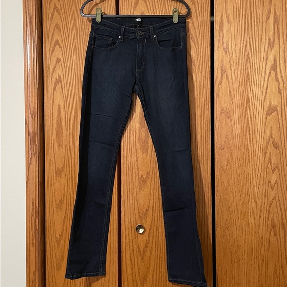 PAIGE Women's Dark Blue Straight Jeans - Picture 4 of 14